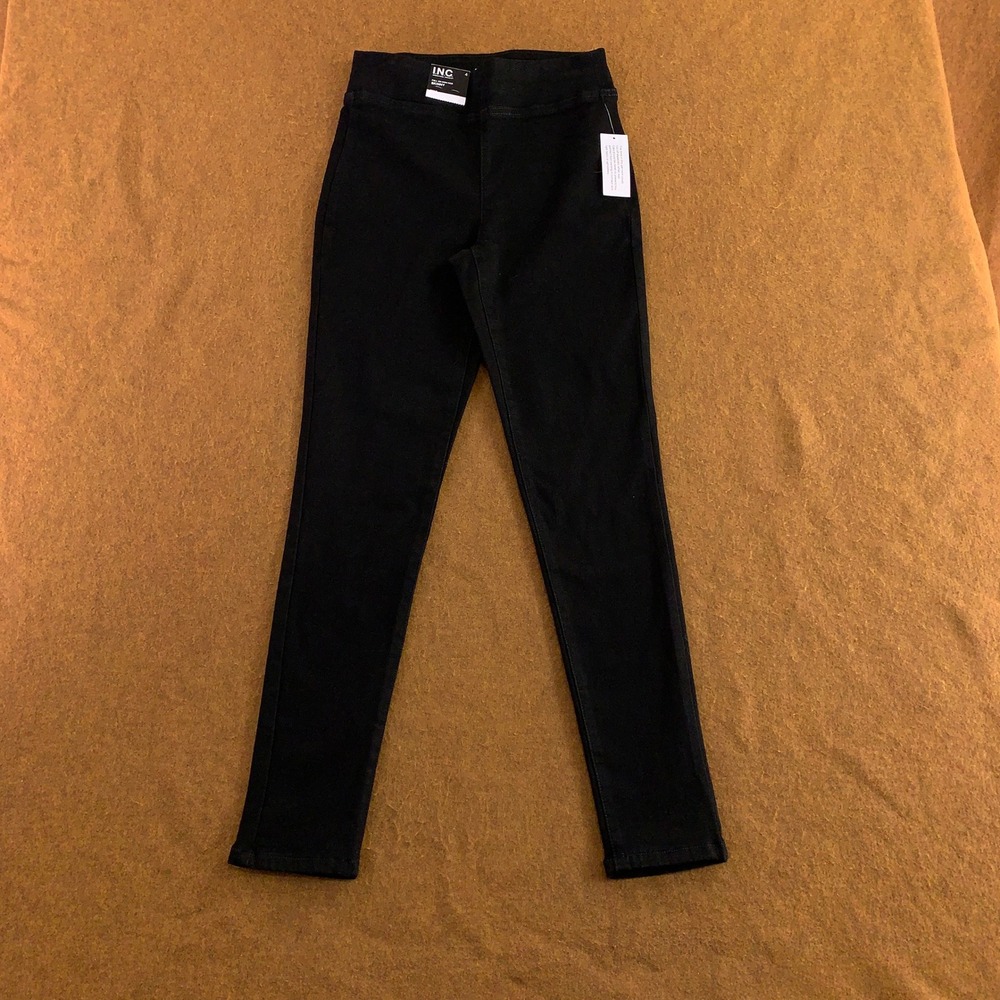 INC Womens 4 Black Pull On High Rise Skinny Ankle Denim Legging Pants NWT
